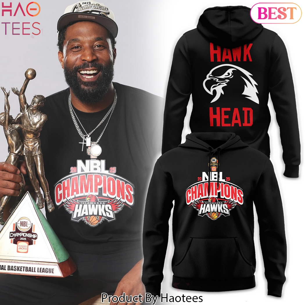 Illawarra Hawks NBL25 Finals Champion Hawks Head Design Hoodie Illawarra Hawks NBL25 Finals Champion Hawks Head Design Hoodie