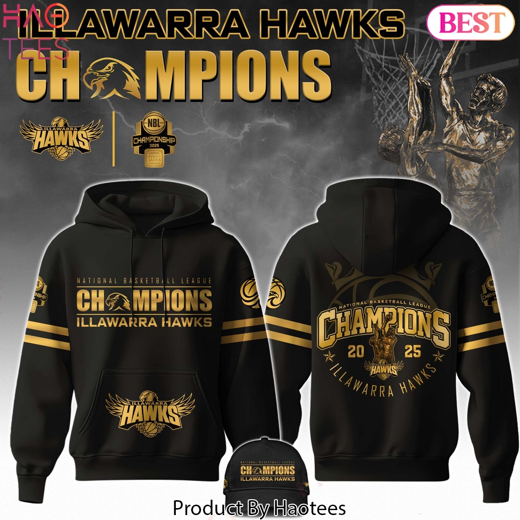 llawarra Hawks NBL Champions 2025 Design Hoodie - Black llawarra Hawks NBL Champions 2025 Design Hoodie - Black