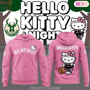 Milwaukee Bucks x Hello Kitty 2025 Design Hoodie – Pink