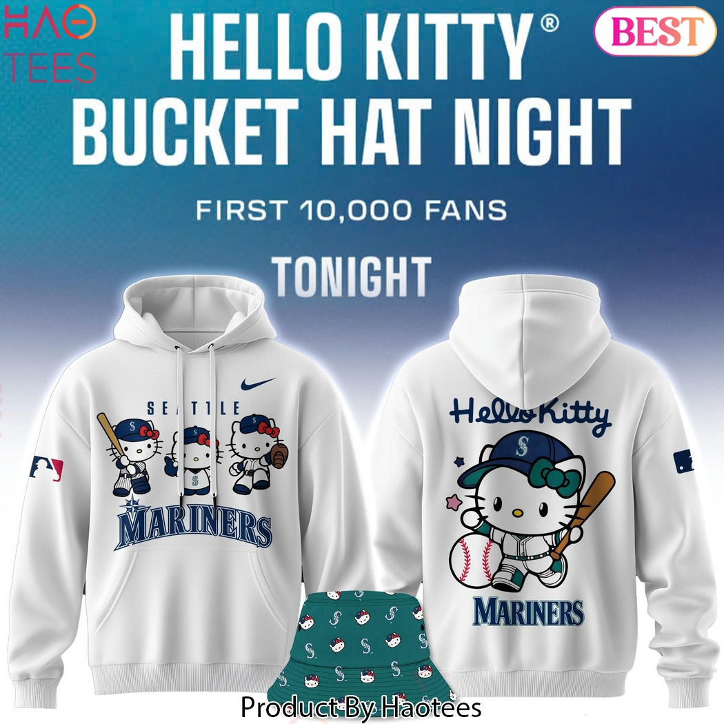 Seattle Mariners x Hello Kitty Bucket Hat Night Design Hoodie Seattle Mariners x Hello Kitty Bucket Hat Night Design Hoodie