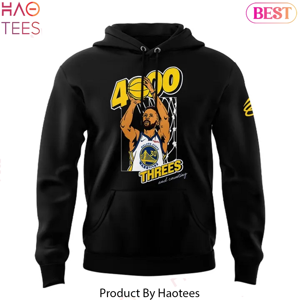 Stephen Curry Black Golden State Warriors 4000 Threes And Counting Design Hoodie Stephen Curry Black Golden State Warriors 4000 Threes And Counting Design Hoodie