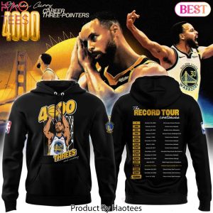 Stephen Curry Black Golden State Warriors 4000 Threes And Counting – The Record Tour Design Hoodie