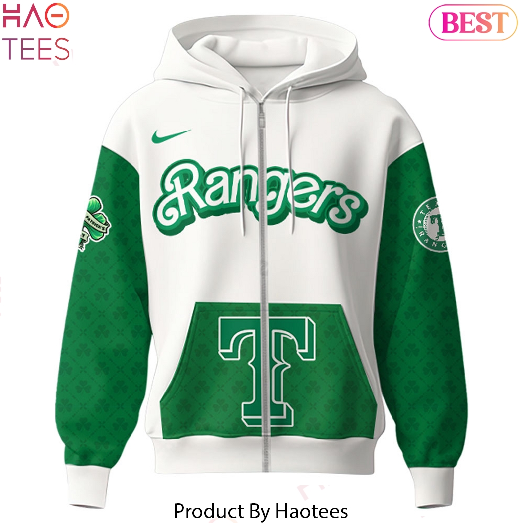 Texas Rangers x St. Patricks Day 2025 Zip Design Hoodie Texas Rangers x St. Patricks Day 2025 Zip Design Hoodie