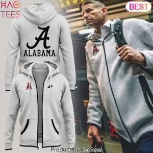 Alabama Crimson Tide Coach Nate Oats Uniform Black And White Design Zip Hoodie