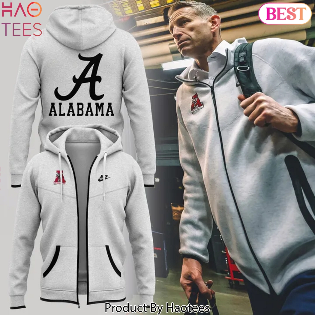 Alabama Crimson Tide Coach Nate Oats Uniform Black And White Design Zip Hoodie Alabama Crimson Tide Coach Nate Oats Uniform Black And White Design Zip Hoodie