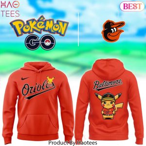 Baltimore Orioles Pikachu 2025 Design Orange Hoodie