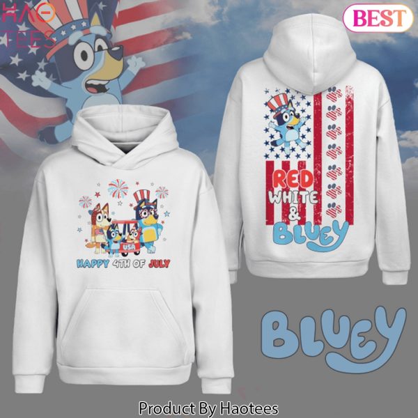 Bluey Happy4th Of July Red White & Bluey Design Hoodie