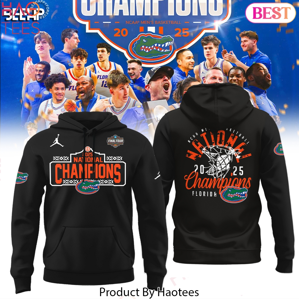 Florida Gators 2025 NCAA Mens Basketball National Champions Design Hoodie - Black Florida Gators 2025 NCAA Mens Basketball National Champions Design Hoodie - Black