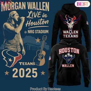 Houston Texans x Morgan Wallen Live In Houston NRG Stadium 2025 Design Hoodie – Black