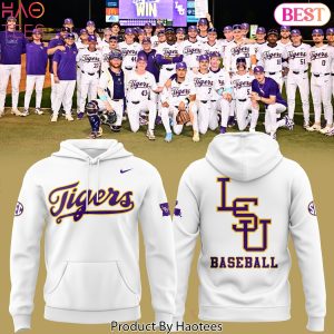 LSU Tigers Baseball 2025 Design Hoodie – White