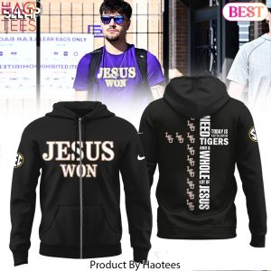 LSU Tigers Jesus Won Zip Design Hoodie – Black