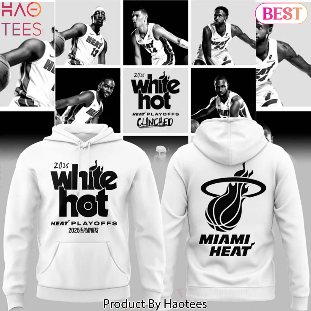 Miami Heat 2025 Playoffs White Hot Design Hoodie Miami Heat 2025 Playoffs White Hot Design Hoodie
