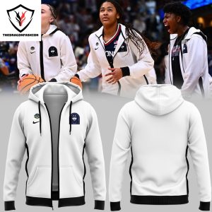 UConn Huskies Women Basketball 2025 Zip Hoodie – White