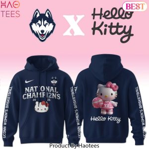 UConn Huskies Women Basketball National Champions 2025 Hello Kitty Design Hoodie