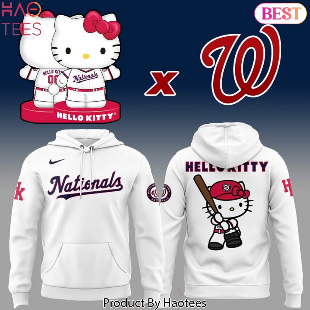 Washington Nationals Hello Kitty Design Hoodie - White Washington Nationals Hello Kitty Design Hoodie - White
