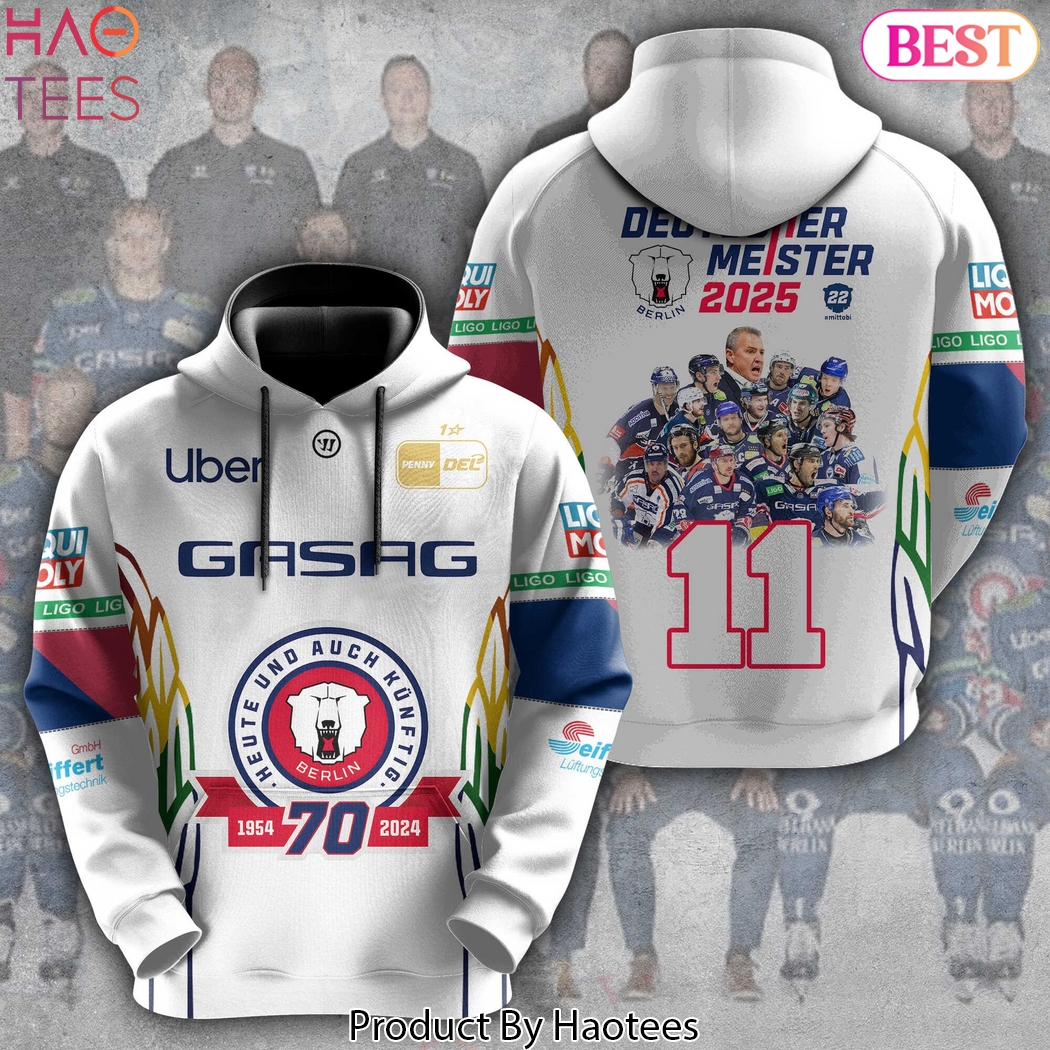 Eisbaren Berlin Deutscher Meister 2025 Design Hoodie - White Eisbaren Berlin Deutscher Meister 2025 Design Hoodie - White