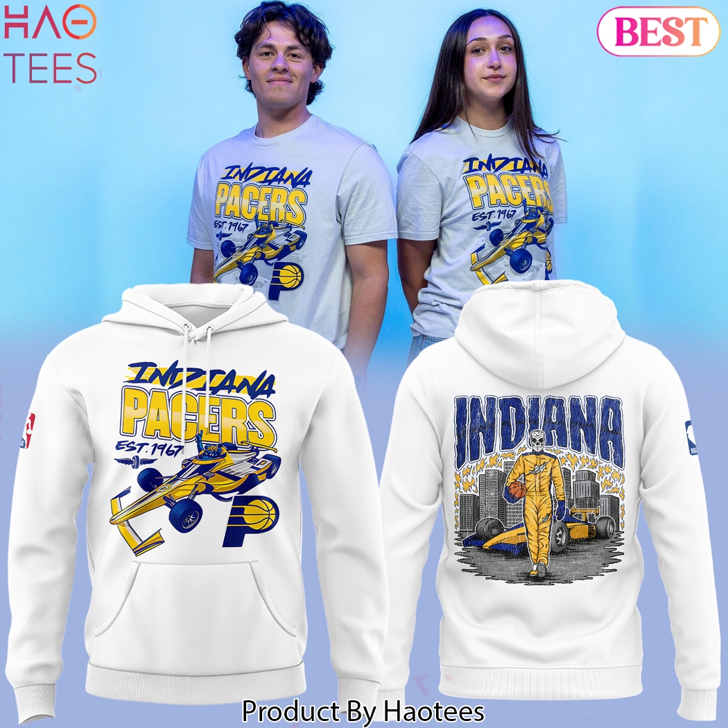 Indiana Pacers Basketball Our Racing Design Hoodie - White Indiana Pacers Basketball Our Racing Design Hoodie - White