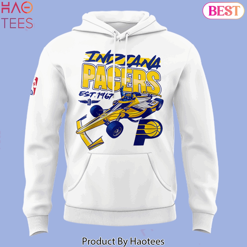 Indiana Pacers Basketball Our Racing Design Hoodie - White Indiana Pacers Basketball Our Racing Design Hoodie - White
