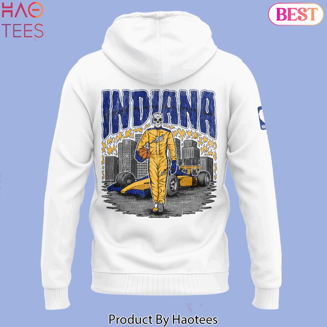 Indiana Pacers Basketball Our Racing Design Hoodie - White Indiana Pacers Basketball Our Racing Design Hoodie - White