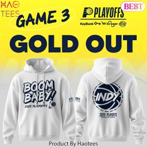 Indiana Pacers Boom Baby 2025 Playoffs Design Hoodie – White
