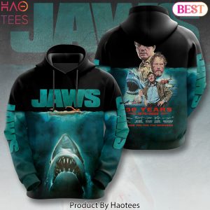 Jaws 50 Years 1975-2025 Signature Thank You For The Memories Design Hoodie