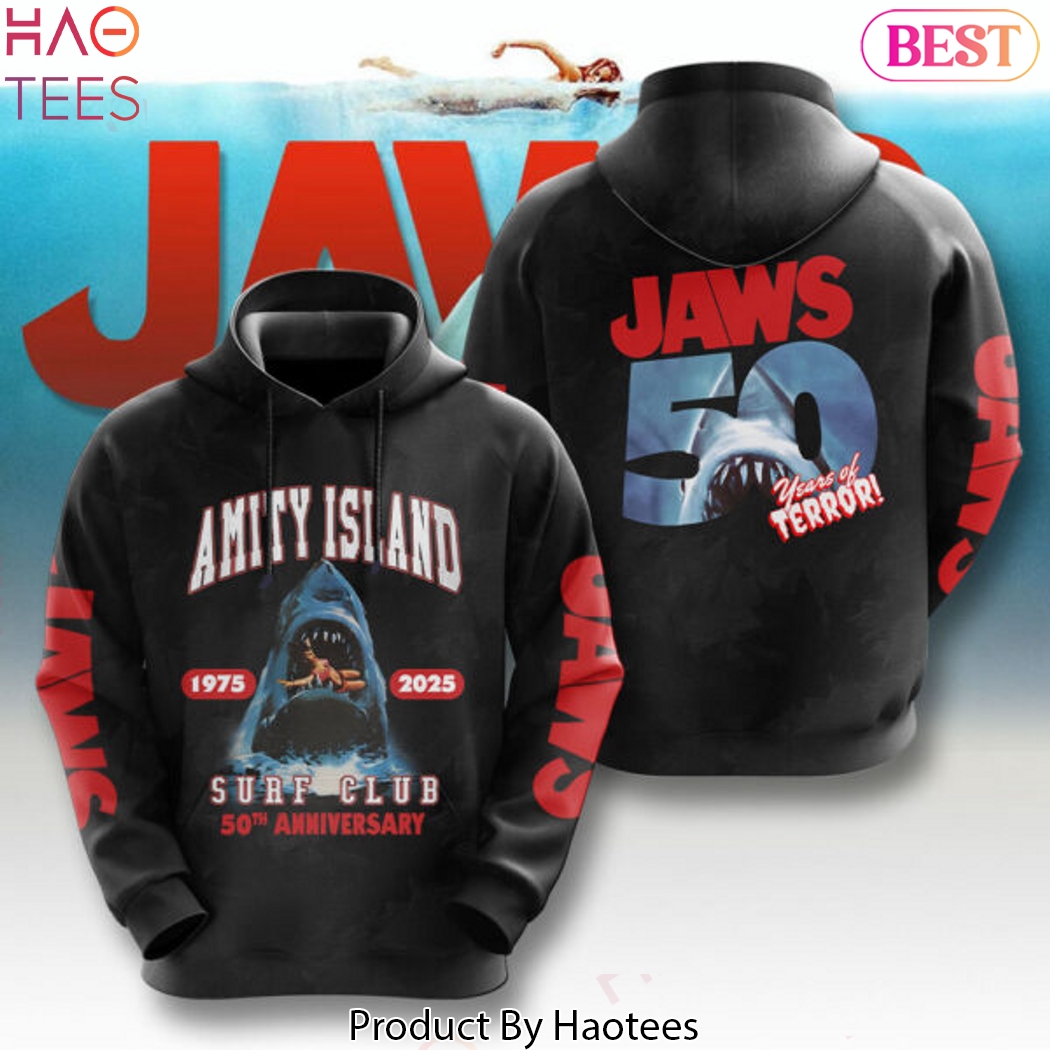 Jaws Amity Island 1975-2025 Surf Club 50th Anniversary Hoodie