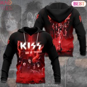 KISS God Of Thunder Design Hoodie – Red & Black