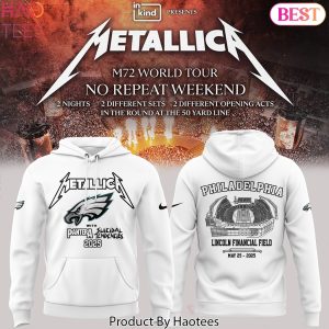 Metallica M72 World Tour x Philadelphia Eagles Design Hoodie – White
