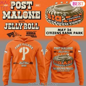 Post Malone With Jelly Roll Tour 2025 Philadelphia Phillies Design Hoodie