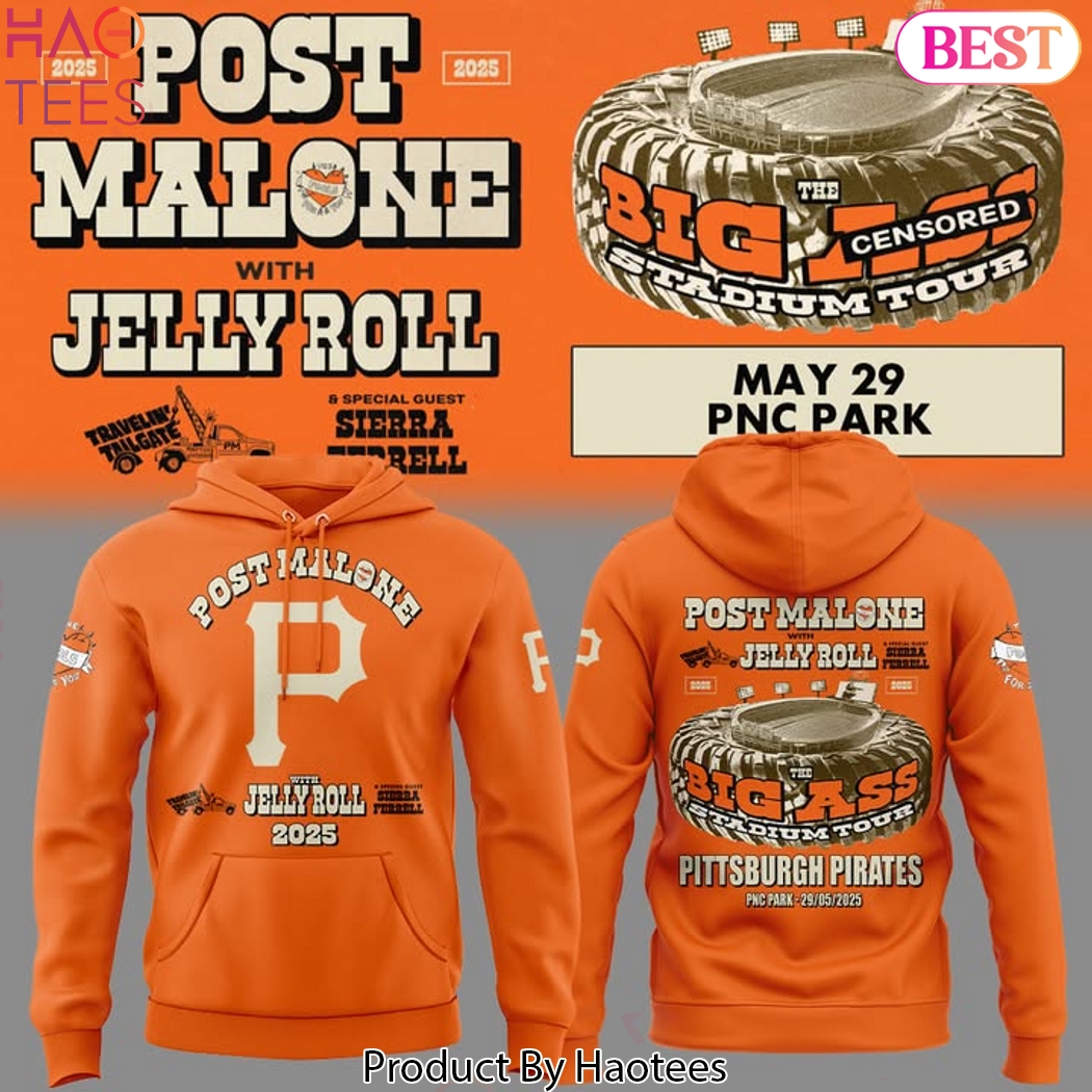 Post Malone With Jelly Roll Tour 2025 Pittsburgh Pirates Design Hoodie Post Malone With Jelly Roll Tour 2025 Pittsburgh Pirates Design Hoodie