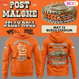 Post Malone With Jelly Roll Tour 2025 St Louis Cardinals Design Hoodie