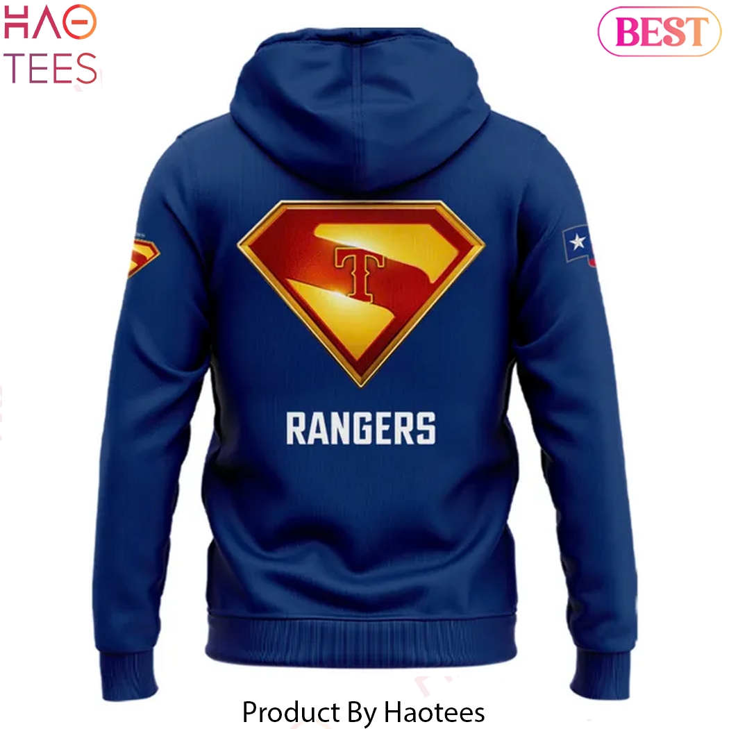 Texas Rangers x Superman Blue Design Hoodie Texas Rangers x Superman Blue Design Hoodie