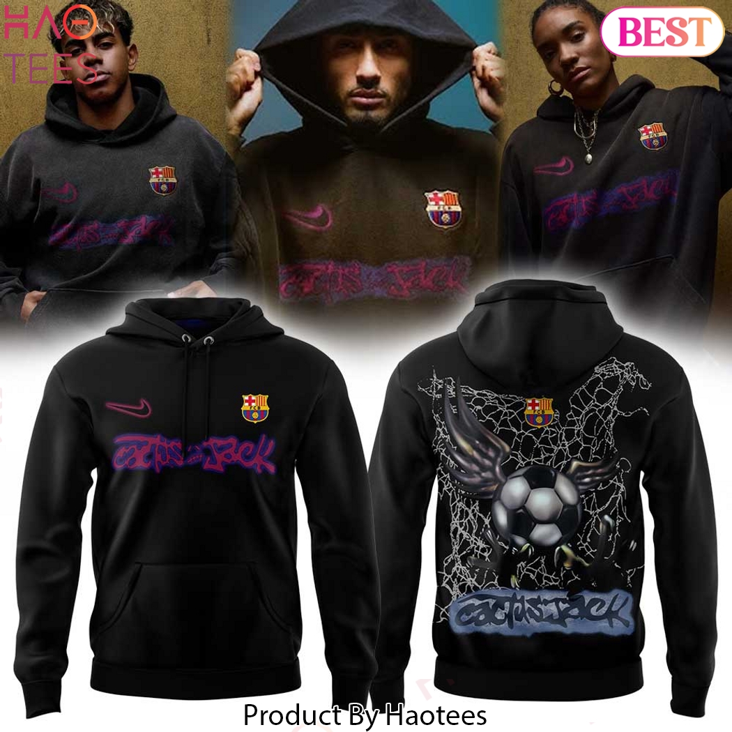 Travis Scott Brings Cactus Jack With Barcelona Black Design Hoodie Travis Scott Brings Cactus Jack With Barcelona Black Design Hoodie