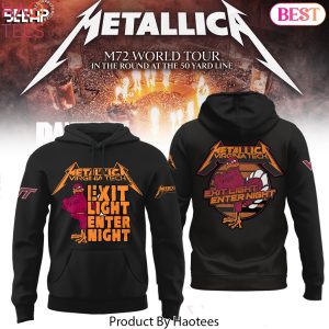 Virginia Tech Hokies Metallica M72 World Tour Exit Light Enter Night Design Hoodie – Black