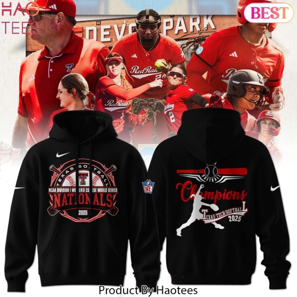 2025 National Champions Texas Tech Red Raiders Softball Design Hoodie – Black