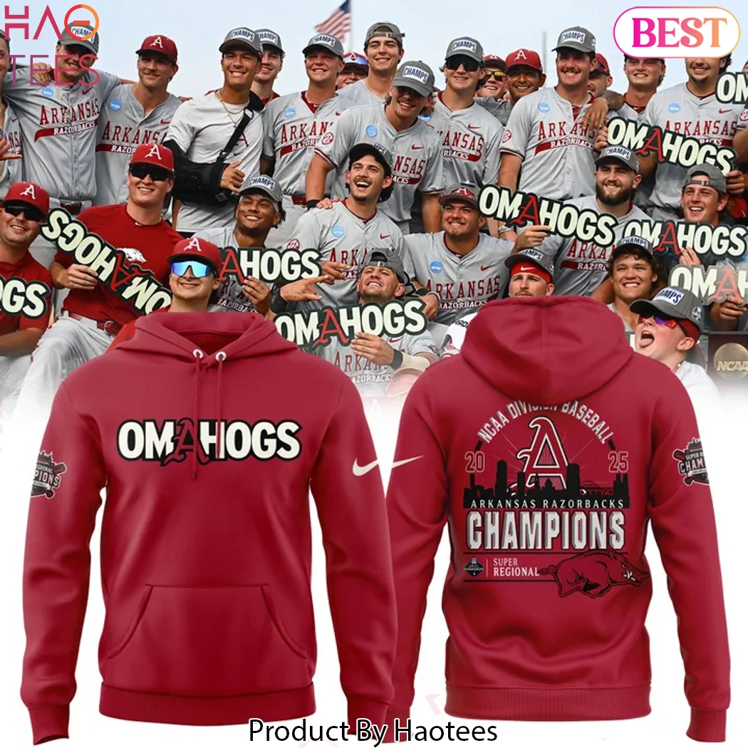 Arkansas Razorbacks Baseball Omahogs Super Regionals Champions Design Hoodie Arkansas Razorbacks Baseball Omahogs Super Regionals Champions Design Hoodie