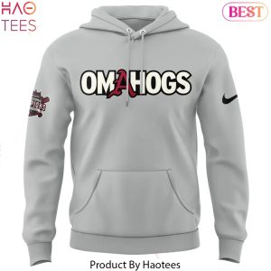 Arkansas Razorbacks Baseball College World Series 2025 Omahogs Design Hoodie – Grey