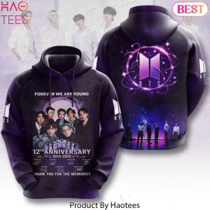 BTS Forever We Are Young 12th Anniversary 2013-2025 Signature Thank You For The Memories Design Hoodie