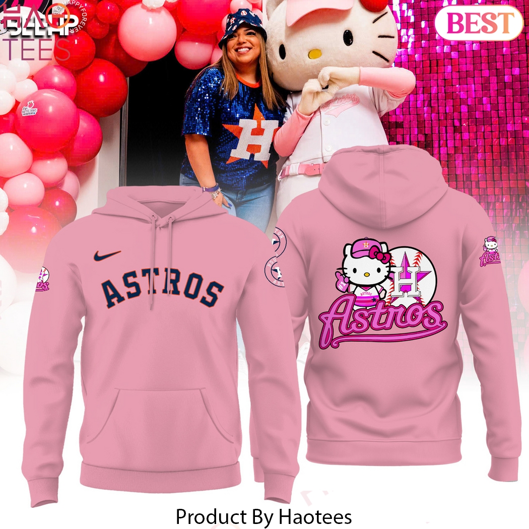 Houston Astros Kitty Charm Design Hoodie - Pink Houston Astros Kitty Charm Design Hoodie - Pink