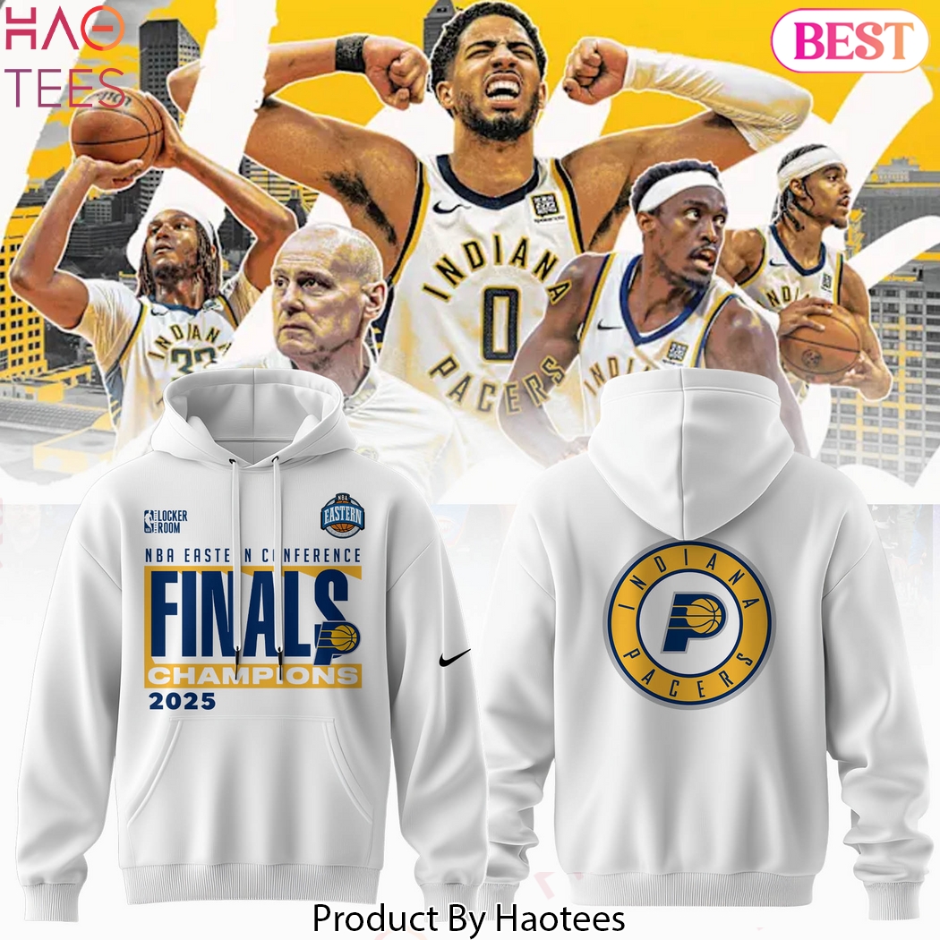 Indiana Pacers 2025 Eastern Conference Champions Finals Design Hoodie - White Indiana Pacers 2025 Eastern Conference Champions Finals Design Hoodie - White