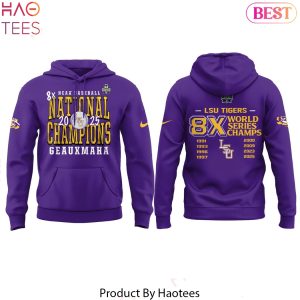 LSU Tigers Baseball 2025 NCAA Baseball Men College 8x World Series Champions Design Hoodie