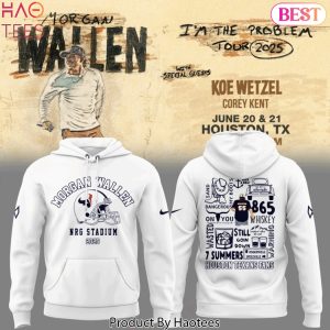 Morgan Wallen x Houston Texans Im The Problem Tour 2025 Design Hoodie – White