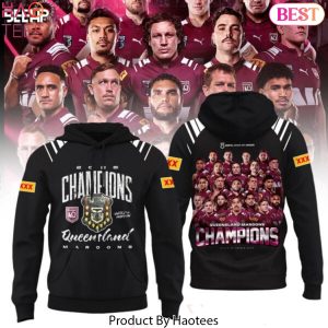 2025 Champions State Of Origin Queensland Maroons Design Hoodie – Black