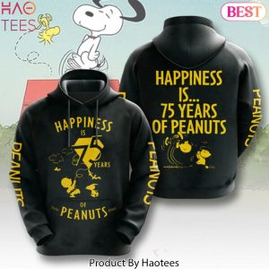 75 Years Peanuts Snoopy Happiness Design Hoodie – Black