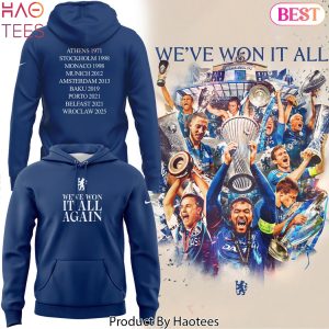 Chelsea We ve Won It All Again Design Hoodie – Blue