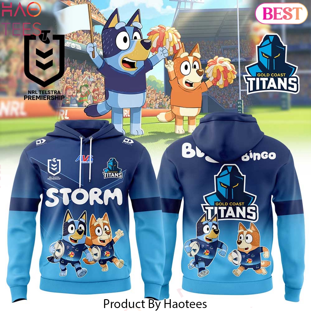 Gold Coast Titans Bluey And Bingo Design Hoodie Gold Coast Titans Bluey And Bingo Design Hoodie