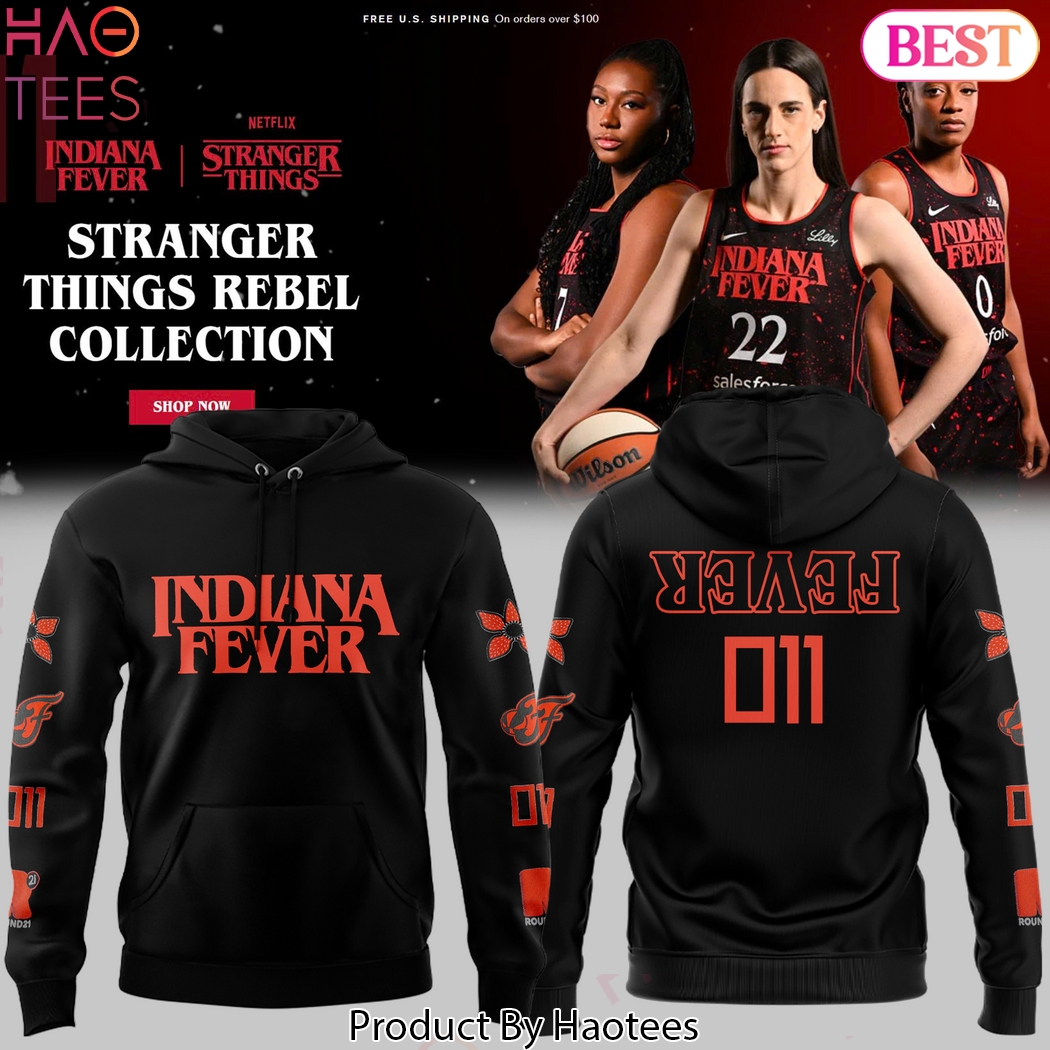 Indiana Fever Stranger Things Rebel Swingman Design Hoodie - Black Indiana Fever Stranger Things Rebel Swingman Design Hoodie - Black