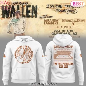 Morgan Wallen x Arizona Cardinals Im The Problem Tour 2025 Design Hoodie – White