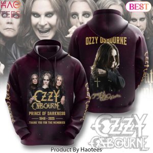 Ozzy Osbourne Prince Of Darkness 1948-2025 Thank You For The Memories Signature Design Hoodie