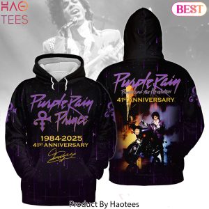 Prince Purple Rain 41st Anniversary Signature Design Hoodie